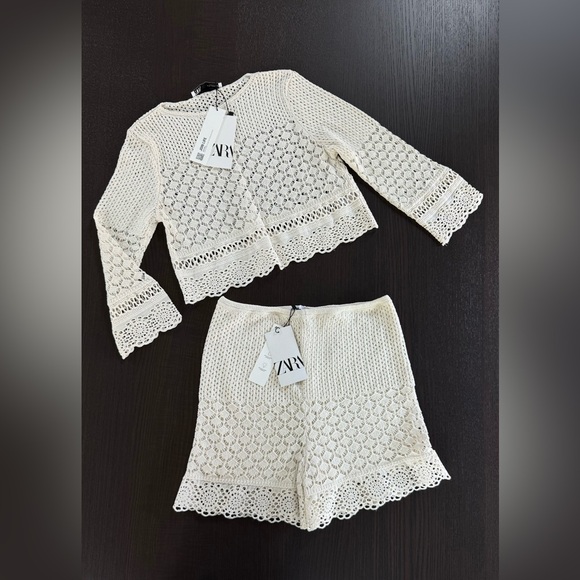 ZARA Crochet Two-Piece Set - Cream - Picture 2 of 7